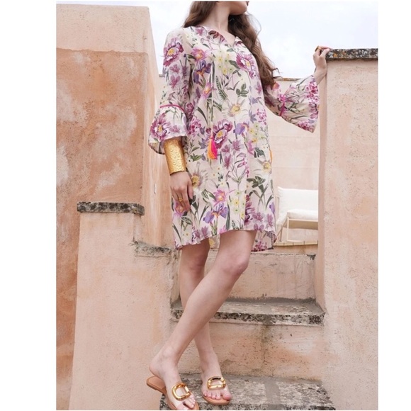 Anthro x Debbie Katz Elodie Dress Beach Coverup Floral Print Tunic - Picture 3 of 16